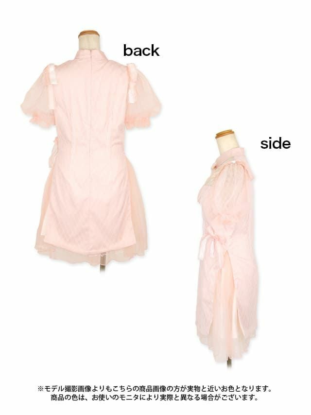 チュール リボン シアー チャイナドレス ハロウィンコスプレ 2点set[ワンピース＋帽子][黒崎みさ/ERENA][825359]