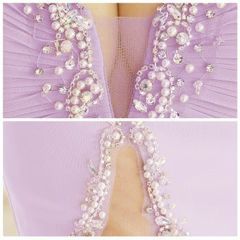 エンジェルアール AngelR バストギャザー パール ビジュー ミニドレス(ホワイト/ラベンダー)[真由川咲][22602]