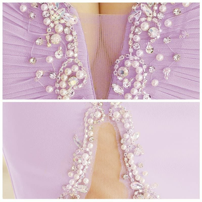 エンジェルアール AngelR バストギャザー パール ビジュー ミニドレス(ホワイト/ラベンダー)[鈴音りん][22602-0]