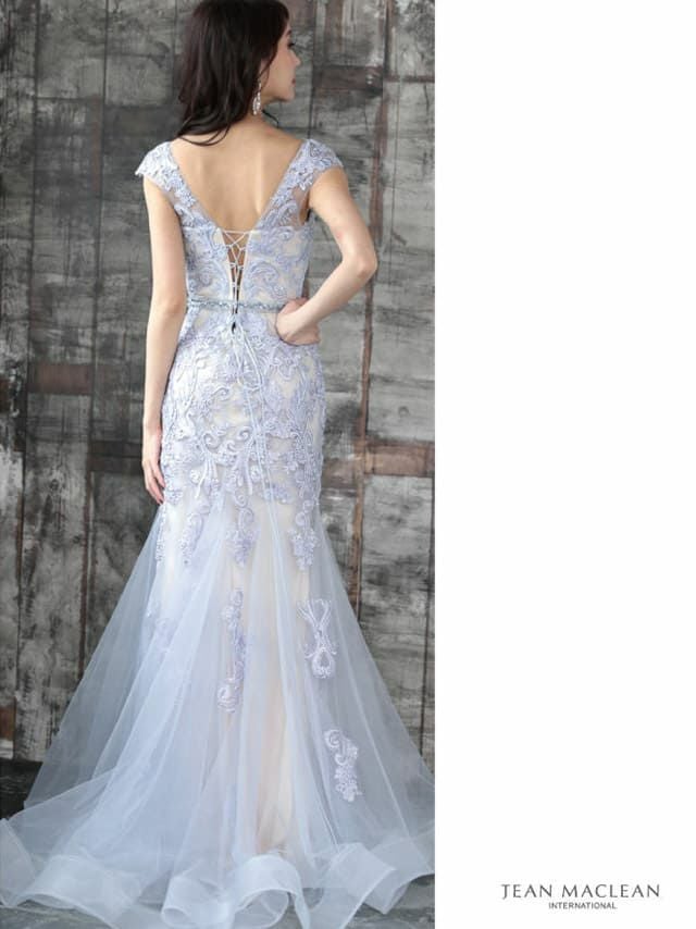 ジャンマクレーン JEANMACLEAN 刺繍レース チュール マーメイド ロングドレス(ラベンダー)[KAREN][91559]