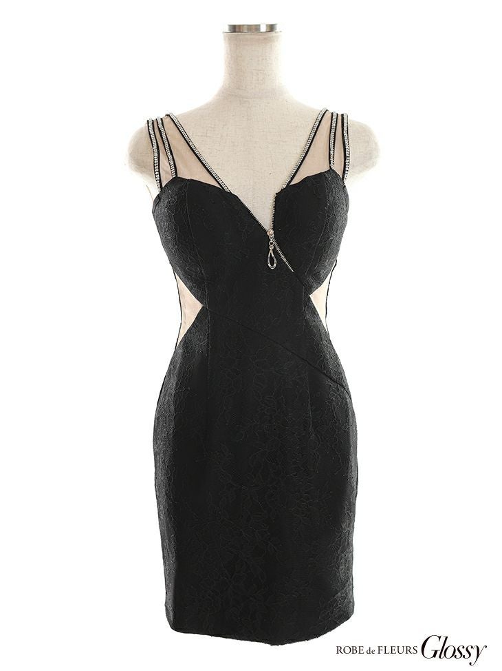 ROBEdeFLEURS Glossy[ローブドフルール グロッシー]バックチュールノースリーブ ミニドレス(レッド/ブラック/ホワイト/ヌードピンク/モカ)[杉山佳那恵][2629-0]