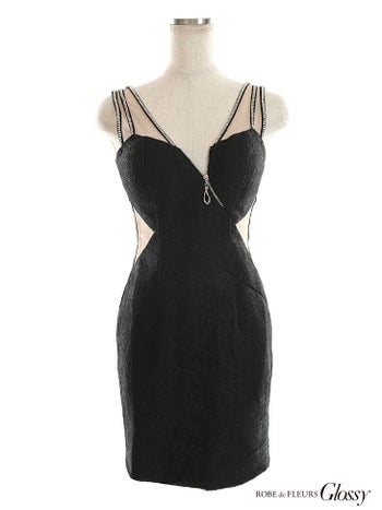 ROBEdeFLEURS Glossy[ローブドフルール グロッシー]バックチュールノースリーブ ミニドレス(レッド/ブラック/ホワイト/ヌードピンク/モカ)[杉山佳那恵][2629-1]