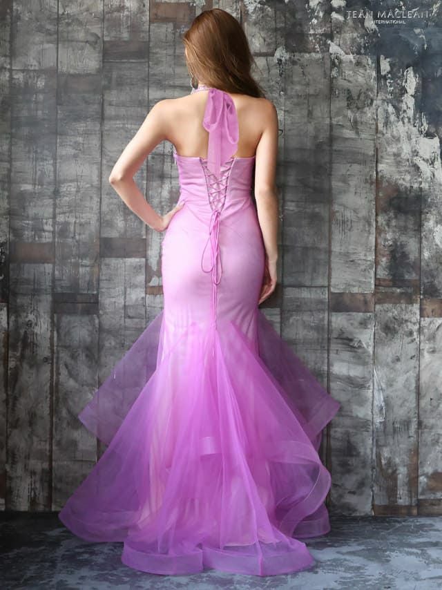 ジャンマクレーン　JEANMACLEAN ホルターネック デザイン ビジュー マーメイド ロングドレス(ロイヤルシャンパン/ラベンダーシャンパン)[KAREN][11018]