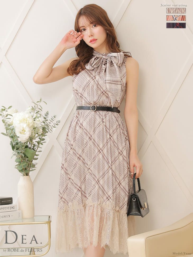 DEA.by ROBE de FLEURS/ディア】チェック柄 ノースリーブ フレアひざ丈 DEA.by ROBE de FLEURS/ディア】チェック柄 ノースリーブ フレアひざ丈