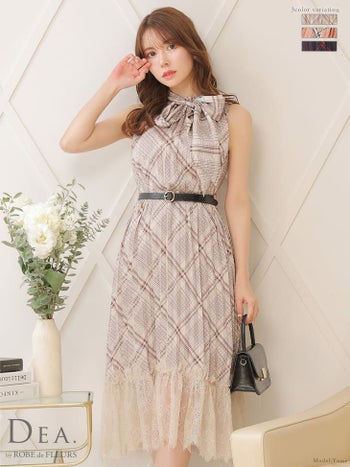 ディア バイ ローブドフルール[DEA]チェック柄 x ノースリーブマキシワンピース[ゆめ][2647-0]