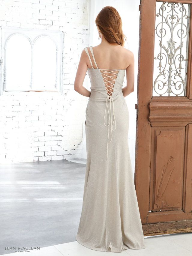 JEANMACLEAN/ジャンマクレーン】ラメ ワンショルダー タイトロング