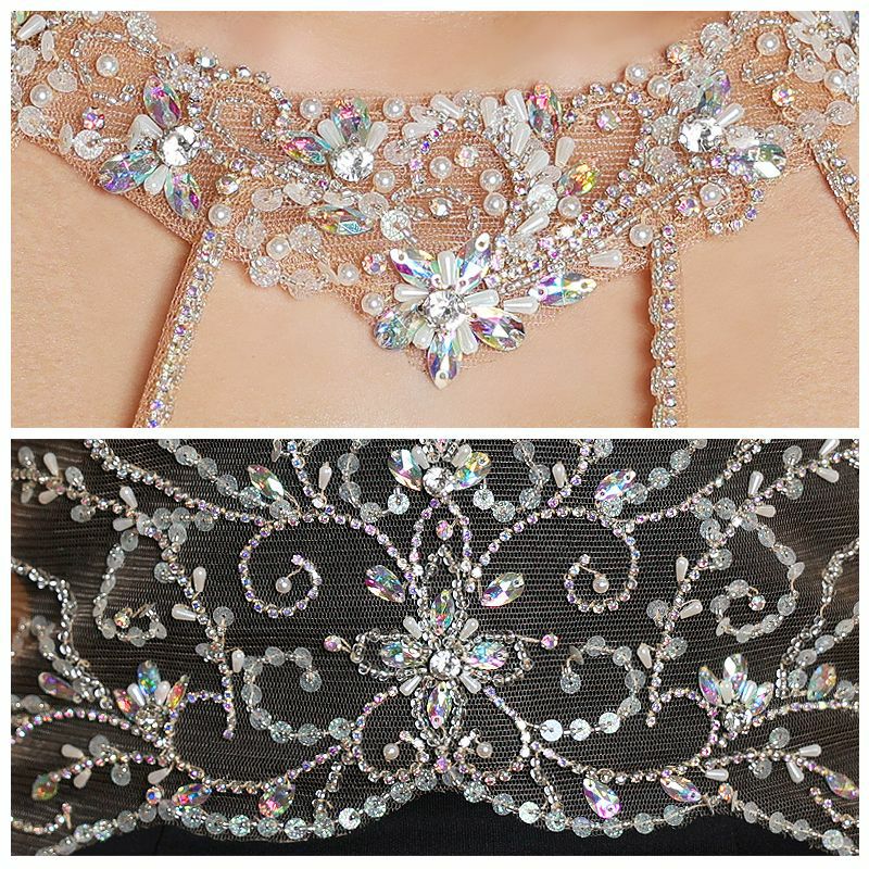 AngelR [エンジェルアール]デコルテ アッパー スパンコール ホルターネック パール ビジュー シアー タイト 高級ミニドレス[ローズピンク][XSあり][きよみん/キャバドレス着用][22231]