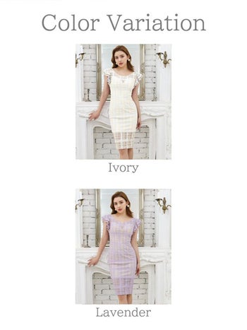 JEANMACLEAN [ジャンマクレーン]チェック柄 　フリルノースリーブ タイト ひざ丈ドレス[35808-0]