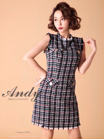 Andy [アンディ]チェック ツイード ノースリーブ ミニドレス[2676]