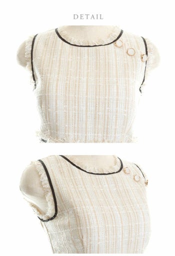 DEA by ROBEdeFLEURS[ディア バイ ローブドフルール]スプリングツイード ノースリーブ フレア 膝丈ドレス[2740]