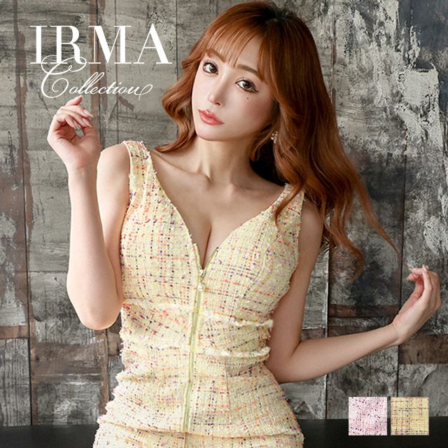 IRMA/イルマ】ツイード チェック柄 フロントジップ ノースリーブ