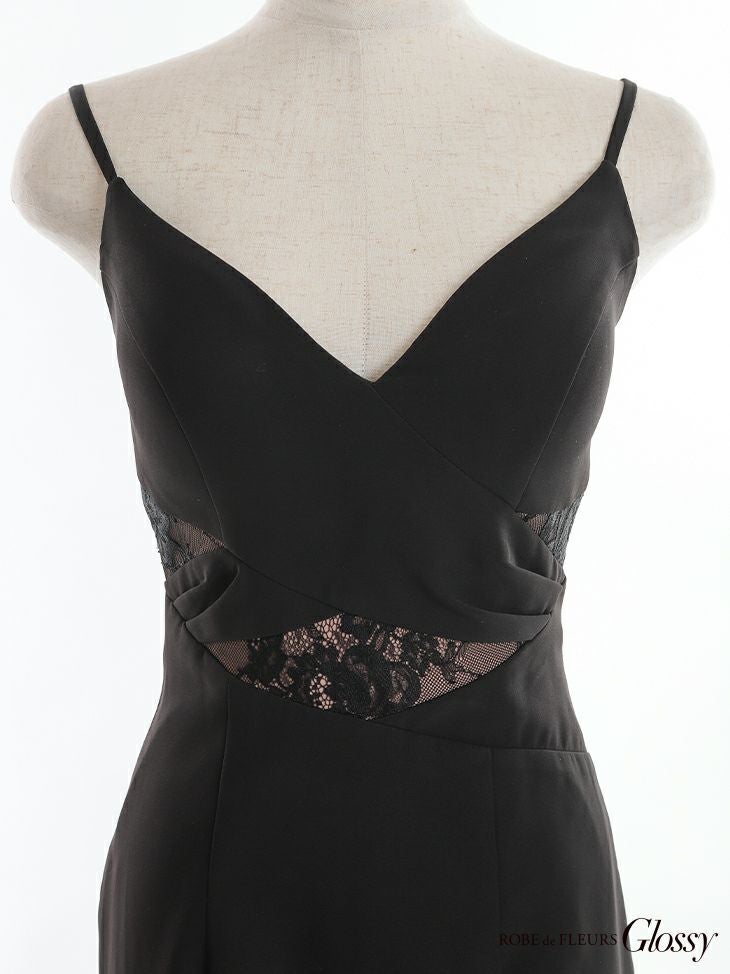 ROBEdeFLEURSGlossy[ローブドフルールグロッシー]レース フリルマーメイド キャミソール ロングドレス[3110]