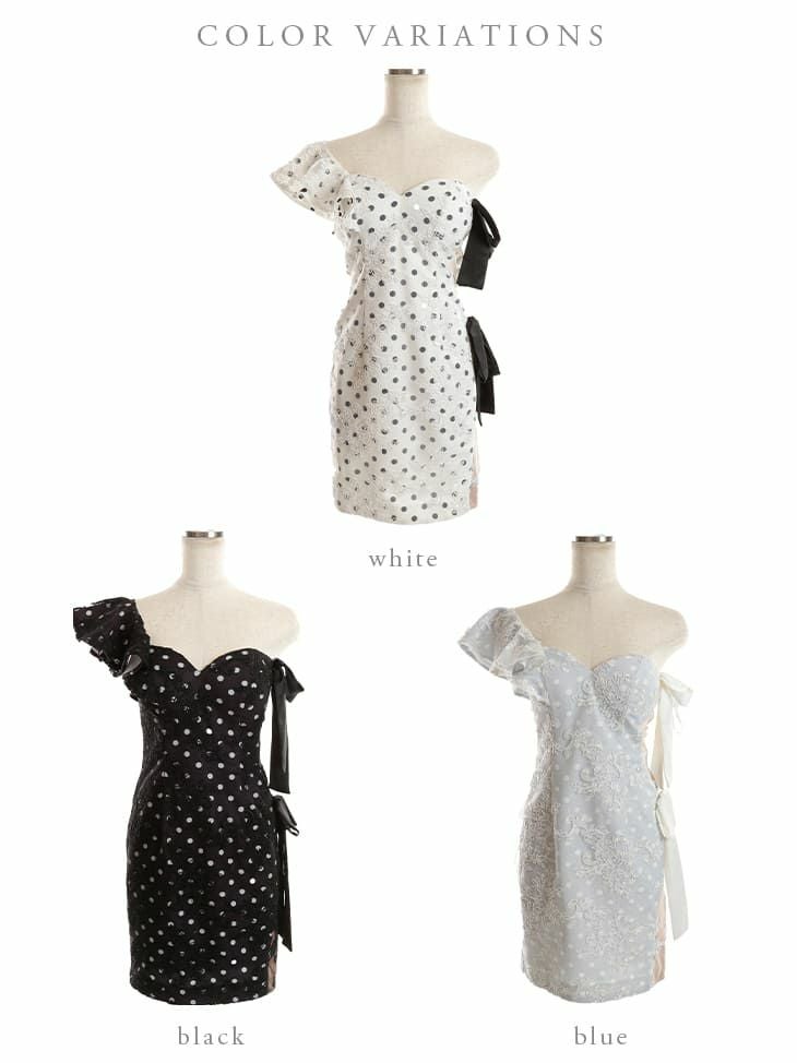 ROBEdeFLEURS/ローブドフルール】ドット フラワーレースサイドリボン