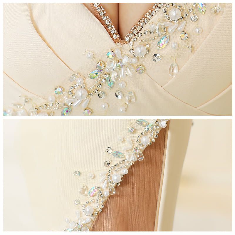 AngelR [エンジェルアール]バストクロスタック パールビジュータイト 高級ロングドレス[ブルー][真優川咲/キャバドレス着用][23209]