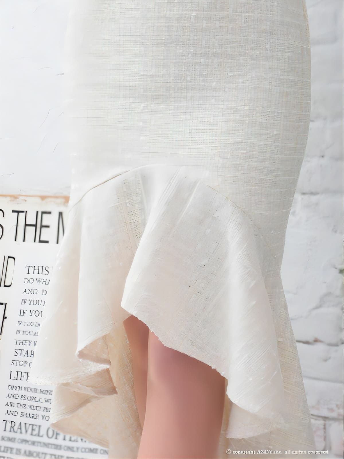 an[アン]ショルダーリボン ツイード チェック柄 レース切り替え 半袖 マーメイド 高級ひざ丈テールドレス[ブルー][ゆめ/キャバドレス着用][3349]