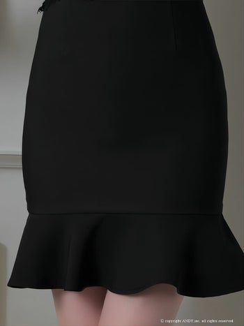 an[アン]ショルダーリボン 刺繍レース ワンカラー マーメイド タイト 高級ミニドレス[レッド][桜咲乃愛/キャバドレス着用][3354]