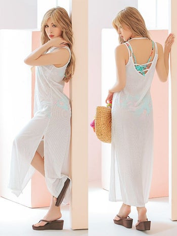 UVカットベロアマキシワンピース [ゆんころ/水着着用]