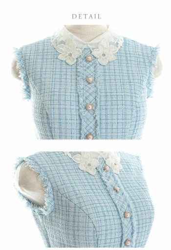 ROBE de FLEURS[ローブドフルール]襟付き スプリング ツイード タイト 高級ミニドレス[めぐりっぷ/キャバドレス着用][2726]