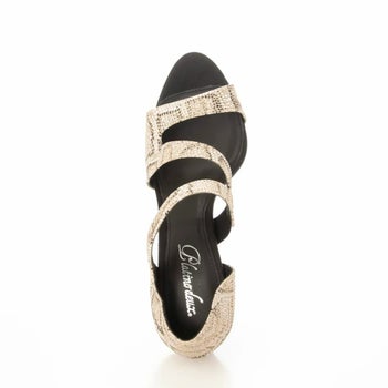 Platino deux[プラチナドゥ] プラットフォーム オープントゥ サンダル(パイソンラメ)(22cm/24.5cmあり)(11.5cmヒール)[2136py]