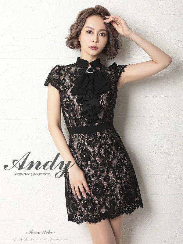 Andy/アンディ】バイカラー 総レースリボン 袖あり タイトミニドレス Andy/アンディ】バイカラー 総レースリボン 袖あり タイトミニドレス