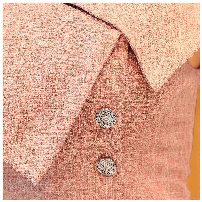 [Veautt][ヴュート]ビックカラー ツイード シャツOP風 ワンカラー タイト 高級ひざ丈ドレス[グリーン][XSあり][ゆめ/キャバドレス着用][01238]