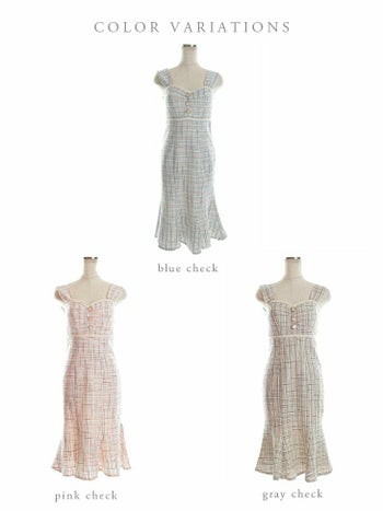 DEA by ROBEdeFLEURS[ディア バイ ローブドフルール]ラメニット チェック柄 ノースリーブ マーメイド タイト 高級ひざ丈ドレス[ピンク][Lあり][真優川咲/キャバドレス着用][2725]