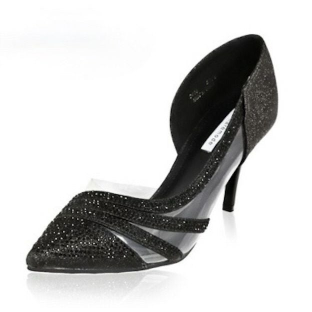 キャバヒール グリッター ストーン カッティングデザイン ポインテッドトゥ パンプス[ゴールド][22.5cm～24.5cm][8cmヒール]