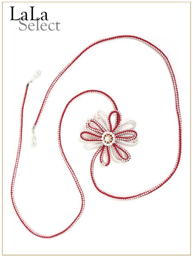 [浴衣飾り帯紐] フラワーパールモチーフ飾り帯紐 10色展開(イエロー/イエローグリーン/ライトブルー/ブルー/パープル/レッド/ピンク/ライトピンク)