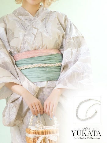 [浴衣飾り帯紐] ゴールドパールチェーン飾り帯紐(ホワイト×ゴールド)