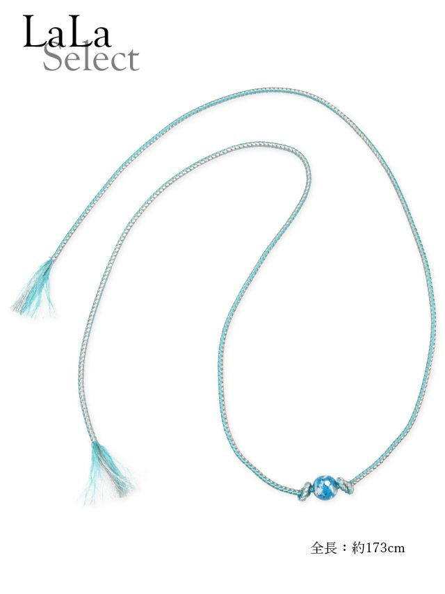 [浴衣飾り帯紐]とんぼ玉飾り帯紐 4色展開(ホワイト/イエロー/ライトブルー/パープル)