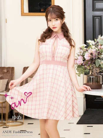 an[アン]フレア ジップ ツイード ノースリーブ ミニ丈 高級ミニドレス[ブラック][桜咲乃愛/キャバドレス着用][3308-0]