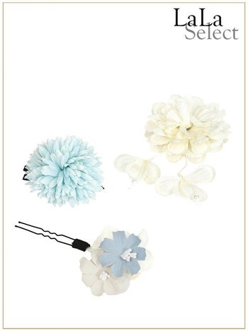 [髪飾り]ピン×パール付きしだれ花クリップ ヘアアクセサリー3点セット(ピンク/ホワイト/ダスティピンク)