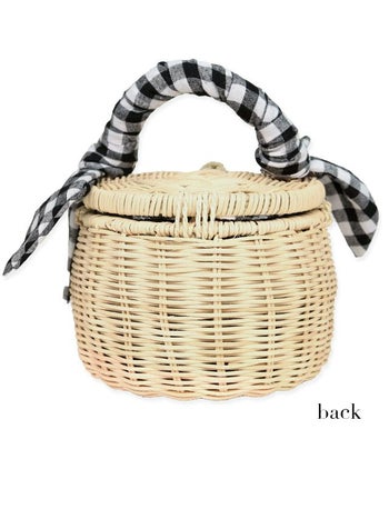 [浴衣バッグ]ギンガムチェックデザイン ショルダー かごバッグ