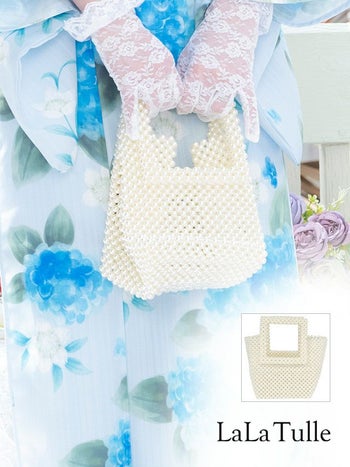 [浴衣バッグ]ホワイトパールスクエアミニバッグ