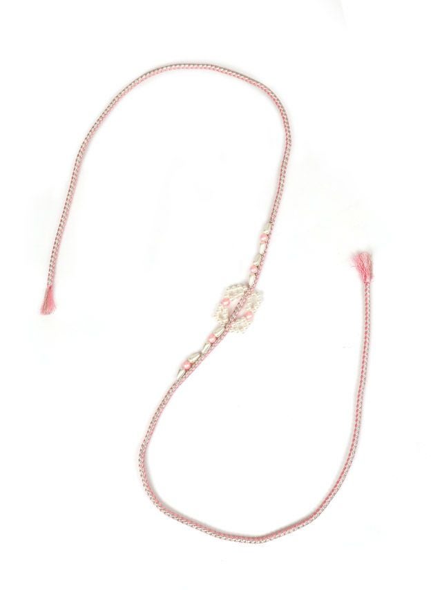 [浴衣飾り帯紐]選べる ビーズデザインor和柄とんぼ玉 飾り帯紐[ピンク×シルバー/パープル×シルバー/ブラック×シルバー/パープル×ホワイト]