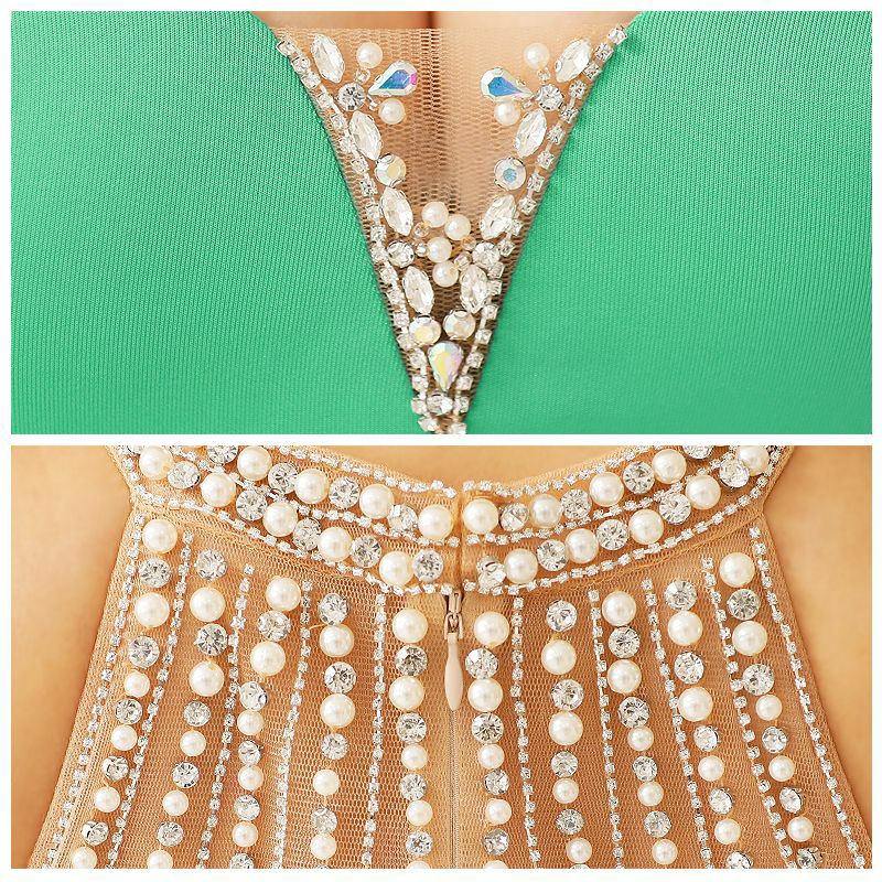 AngelR[エンジェルアール]ホルターネック ギャザー カットアウト ビジュー バックデザイン タイト 高級 ミニドレス[ブルー][葉月芽生/キャバドレス着用][23340]