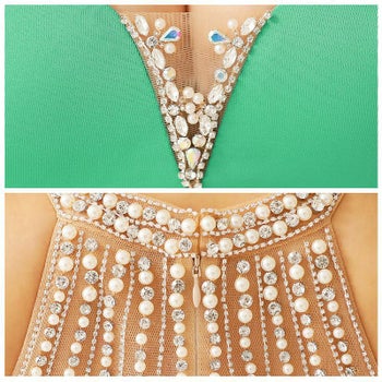 AngelR[エンジェルアール]ホルターネック ギャザー カットアウト ビジュー バックデザイン タイト 高級 ミニドレス[ブルー][葉月芽生/キャバドレス着用][23340]