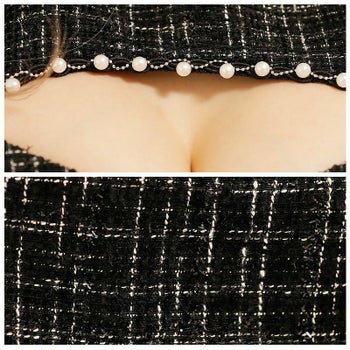 PURESS[ピュアレス]バストカット パールビジュー ツイードセパレート フレアミニドレス[ホワイト][MEI/高級キャバドレス着用][202301]