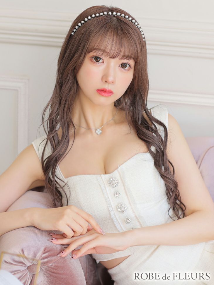 予約商品【9月下旬入荷予定】【ROBEdeFLEURS/ローブドフルール】セットアップ ノースリーブ ツイード センタービジュー ボタン タイトミニドレス(fm-2883)