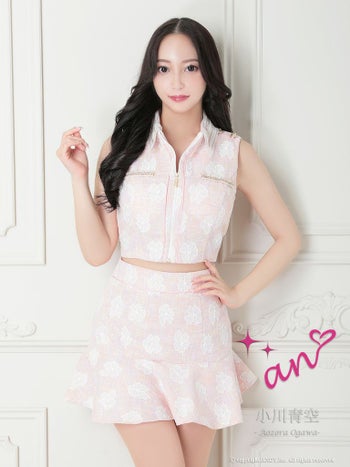 【an/アン】フラワーレース セットアップ ノースリーブ フレアミニドレス (AOC-3496)