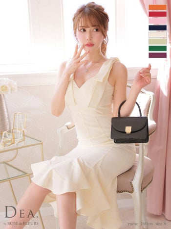 【DEA.by ROBE de FLEURS/ディア】ショルダーリボン マーメード ノースリーブ タイトひざ丈ドレス(de2839)