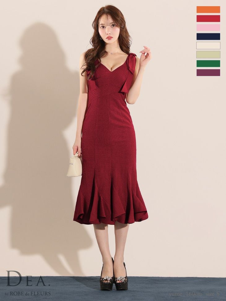 【DEA.by ROBE de FLEURS/ディア】ショルダーリボン マーメード ノースリーブ タイトひざ丈ドレス(de2839)