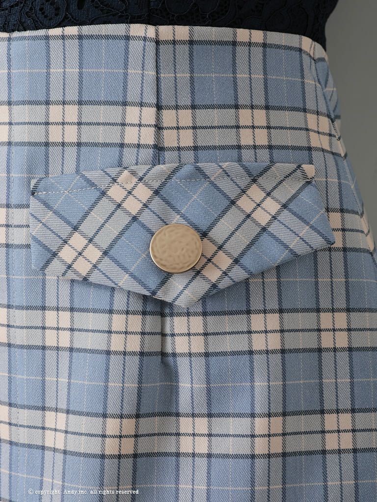 【Andy/アンディ】ハイネック チェック柄 ノースリーブ フレアミニドレス (AN-OK2784)