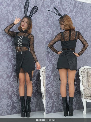 コスプレ 長袖 レース セットアップ セクシー バニー コスプレ衣装 5点セット