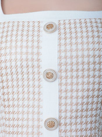 【an/アン】千鳥柄 セットアップ 半袖 フレアミニドレス (AOC-3413)