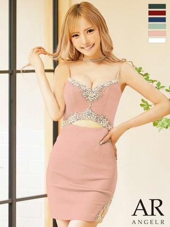 【Angel R/エンジェルアール】ワンカラーオープンウエストキャミソールタイトミニドレス (AR23350)