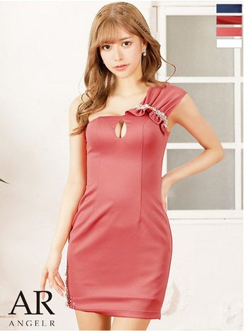 【Angel R/エンジェルアール】 セクシー バストカット ワンショルダー タイトミニドレス 