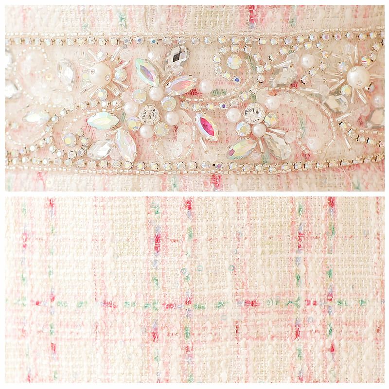 【Angel R/エンジェルアール】チェックツイード ウエスト パールビジュー フレアミニドレス