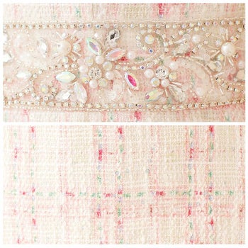 【Angel R/エンジェルアール】シンプル パールビジュー チェックツイード ウエスト フレアミニドレス