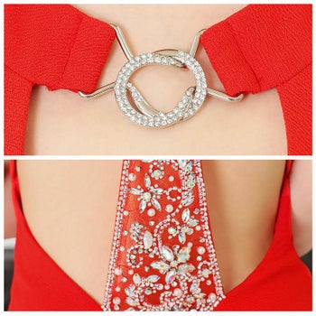 【Angel R/エンジェルアール】ビジュー バックオープン フロント ファスナー デコルテ リング タイトミニドレス